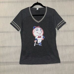 Mr Met NY Mets Ladies T-shirt M Heather Gray